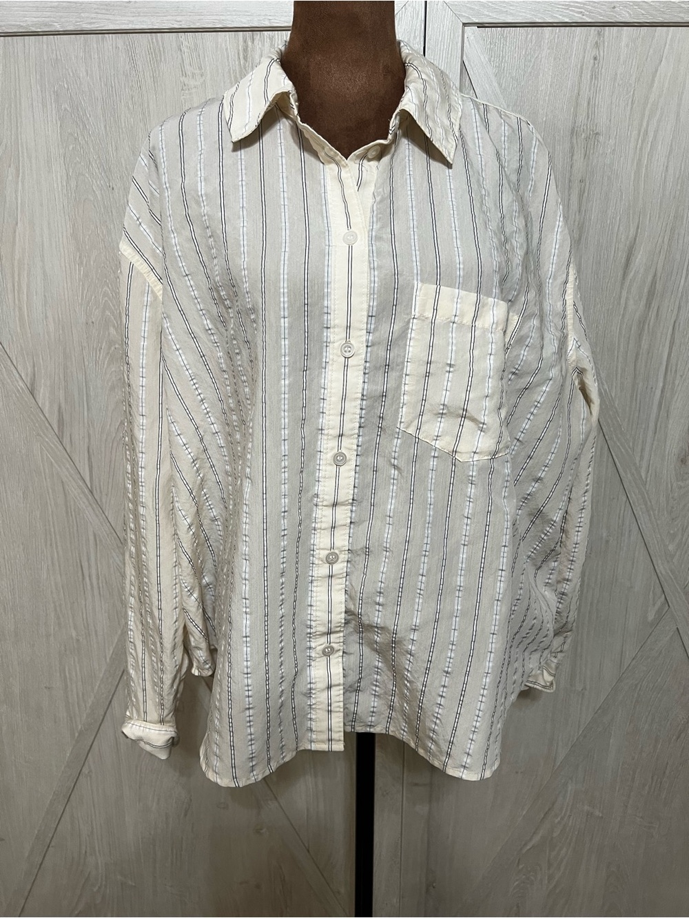 Madewell Relaxed Pinstripe Button-Up Top Size XL